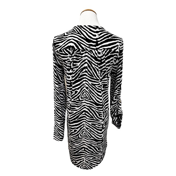 MICHAEL Michael Kors Zebra Print Lace Up V-Neck Black and White Dress - Picture 8 of 8